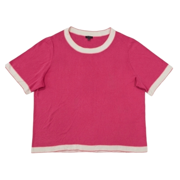 Talbots Plus Woman Pink Knit Top Blouse Crewneck Short Sleeve Stretchy Comfy 2X - Picture 1 of 9